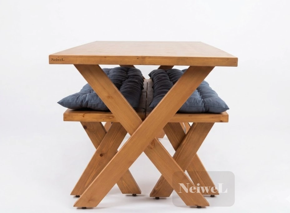 Neiwel Nel Doğal Ahşap Mutfak ve Yemek Masası Takımı