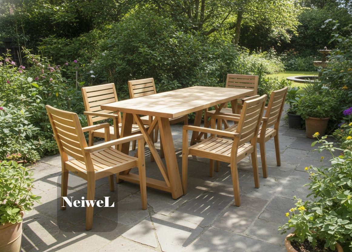 Neiwel Garden Mare Doğal Ahşap Bahçe Masa