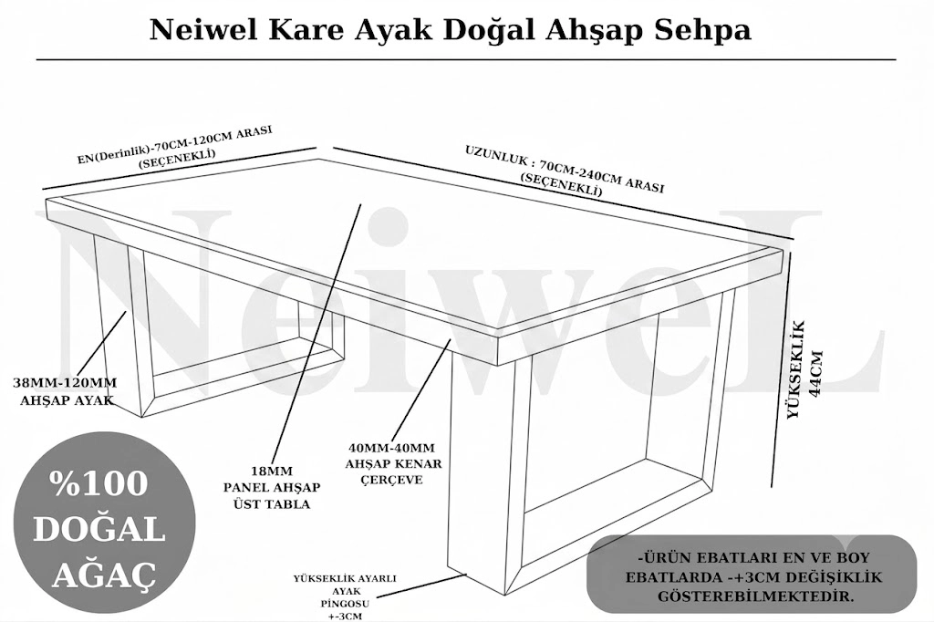 Neiwel Nain Doğal Ahşap Sehpa