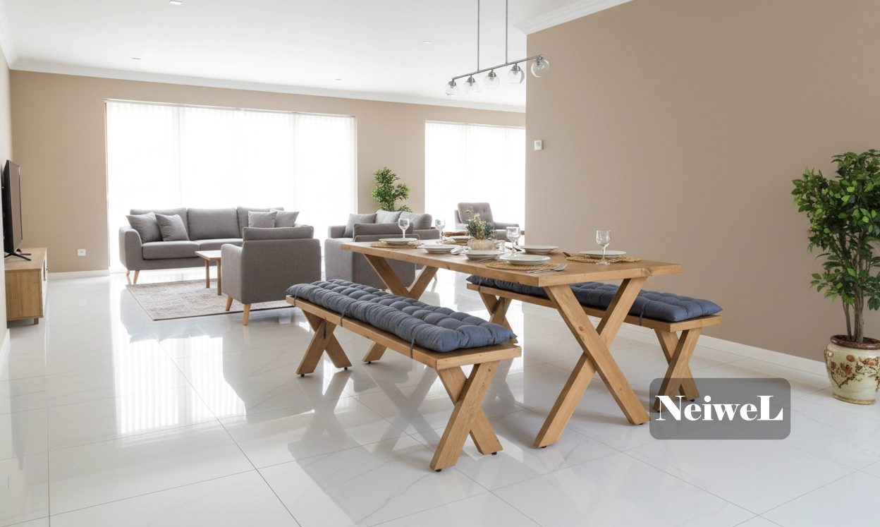Neiwel Koen Doğal Ahşap Banklı Yemek Masası Takımı