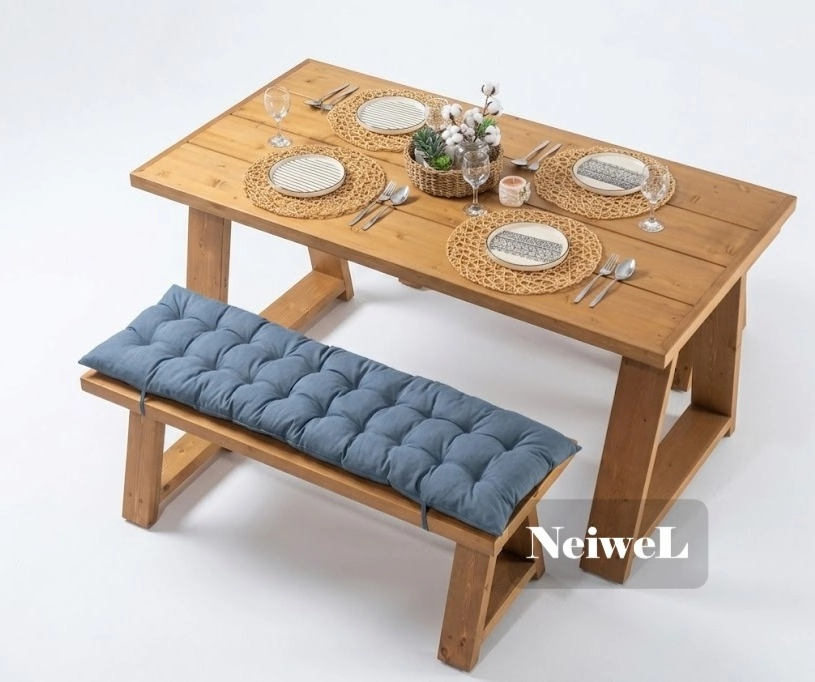 Neiwel Garden Zena Doğal Ahşap Banklı Bahçe Masa Takımı