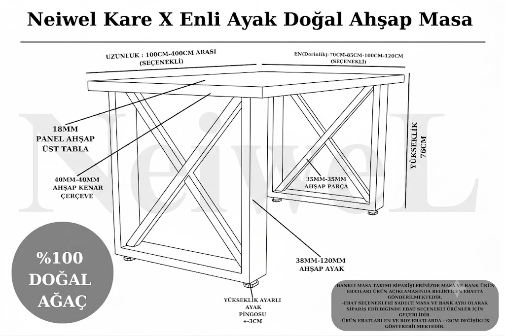 Neiwel Vean Doğal Ahşap Toplantı Masası