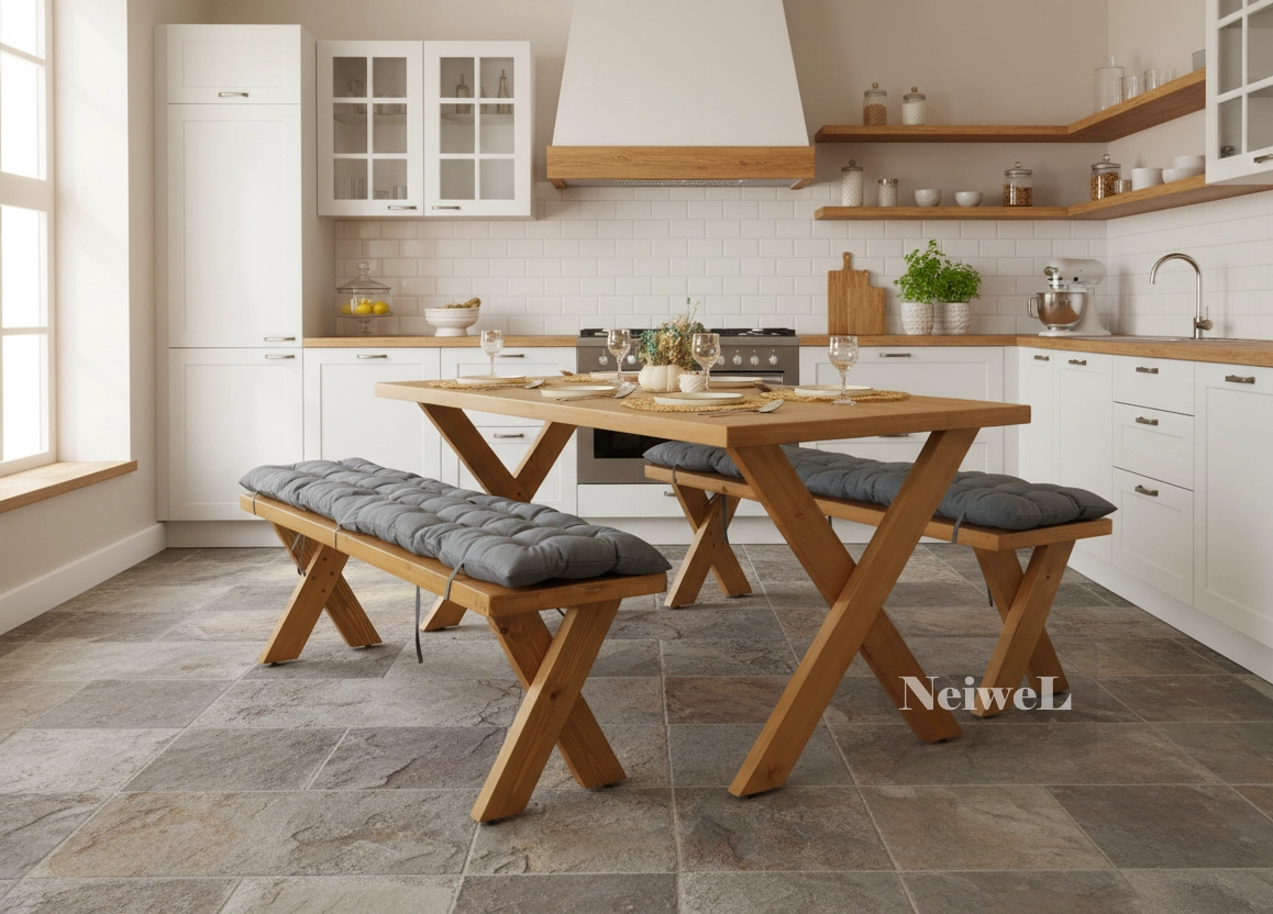 Neiwel Nel Doğal Ahşap Mutfak ve Yemek Masası Takımı