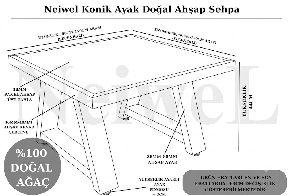 Neiwel Varen Doğal Ahşap Sehpa