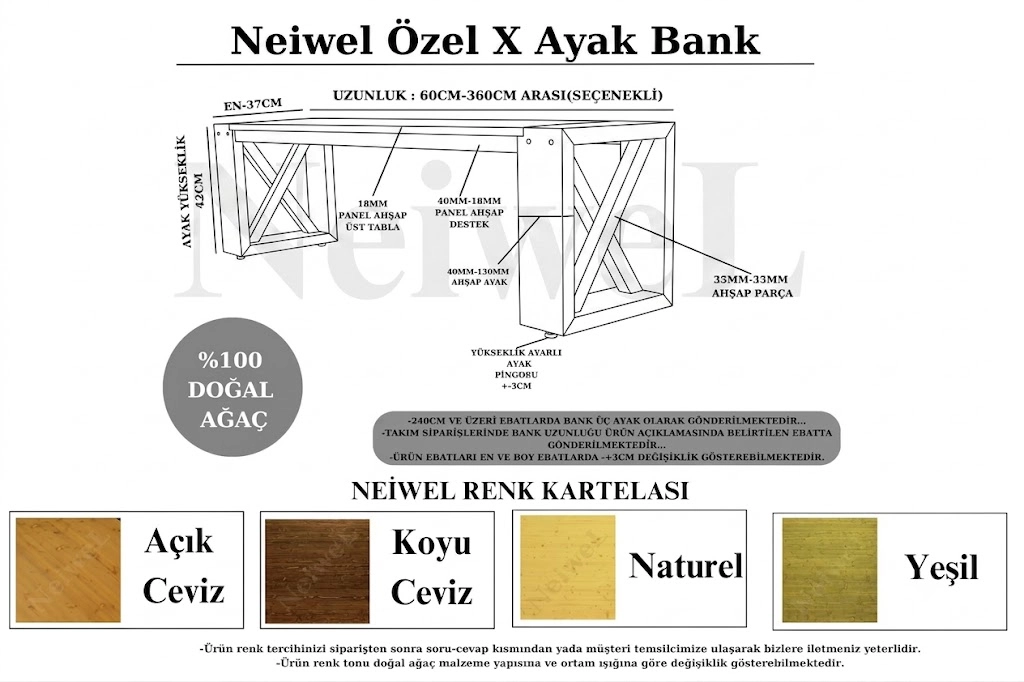 Neiwel Datca Doğal Ahşap Bank