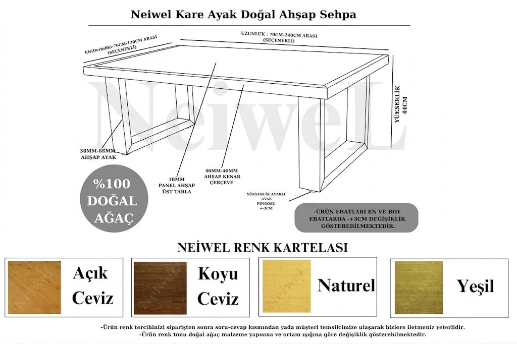 Neiwel Awes Doğal Ahşap Sehpa