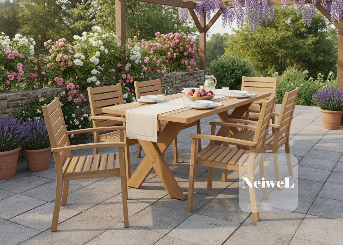 Neiwel Garden Aksa Doğal Ahşap Bahçe Masa