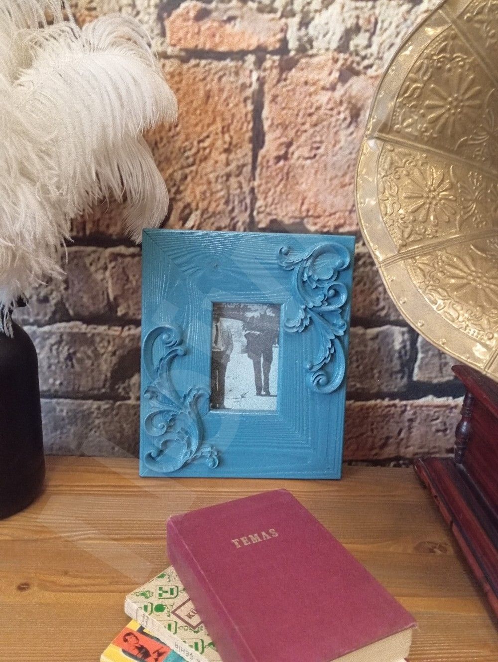 Neiwel Vintage Ahşap Mavi Resim Çerçevesi