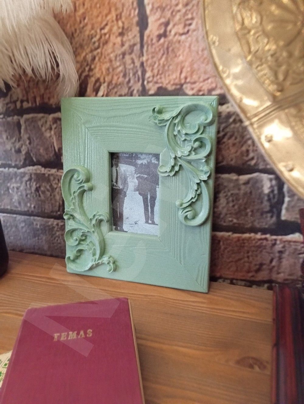 Neiwel Vintage Ahşap Yeşil Renk Resim Çerçevesi