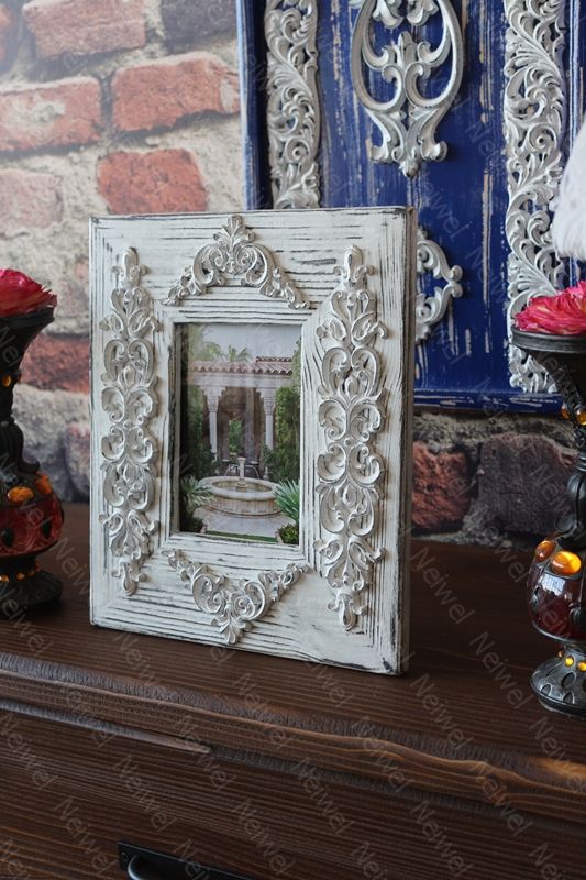 Neiwel Vintage Datca Eskitme Beyaz Resim ve Ayna Çerçevesi
