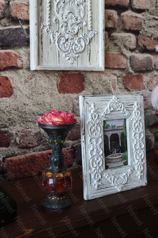 Neiwel Vintage Datca Eskitme Beyaz Resim ve Ayna Çerçevesi