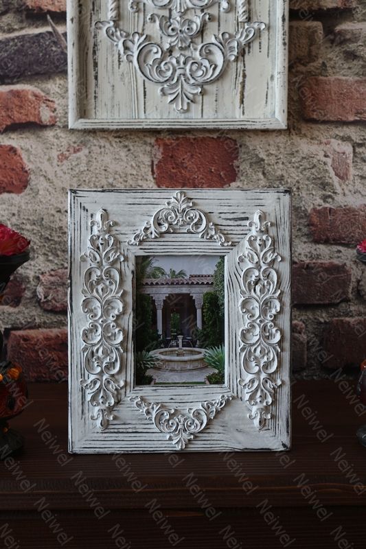 Neiwel Vintage Datca Eskitme Beyaz Resim ve Ayna Çerçevesi