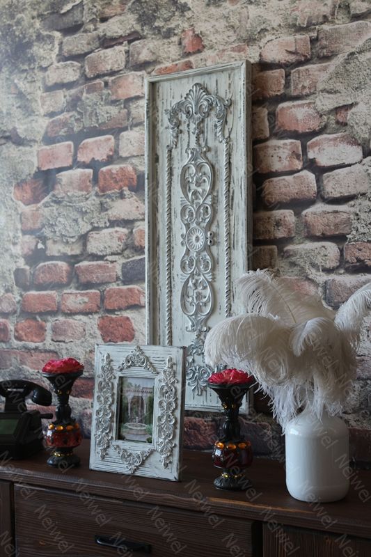 Neiwel Vintage Datca Eskitme Beyaz Resim ve Ayna Çerçevesi