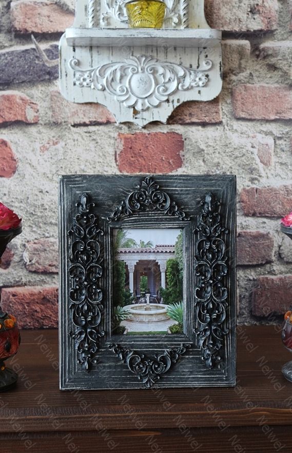 Neiwel Vintage Datca Eskitme Siyah Resim ve Ayna Çerçevesi