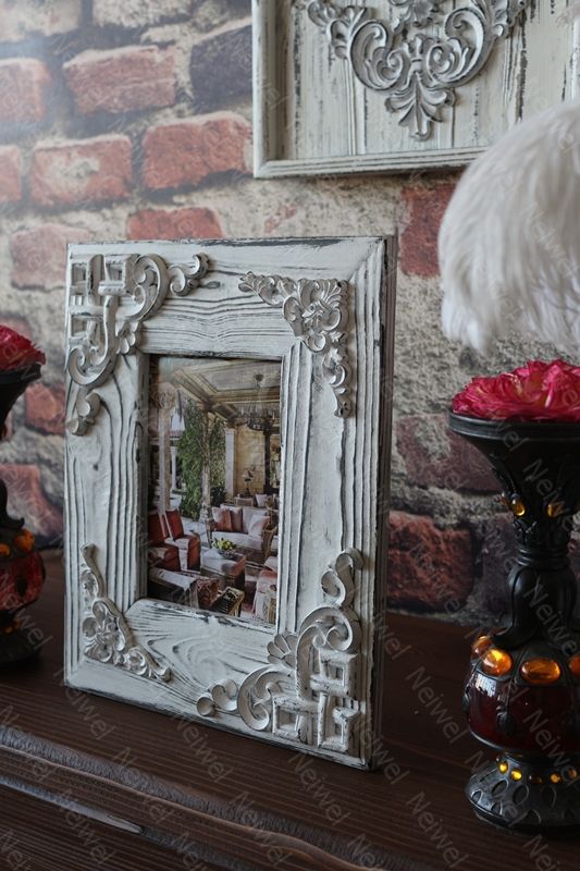 Neiwel Vintage Didim Eskitme Beyaz Resim ve Ayna Çerçevesi