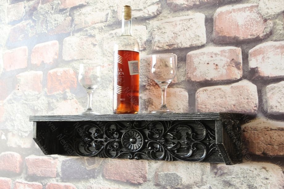Neiwel Vintage Doa Eskitme Siyah Bar Raf