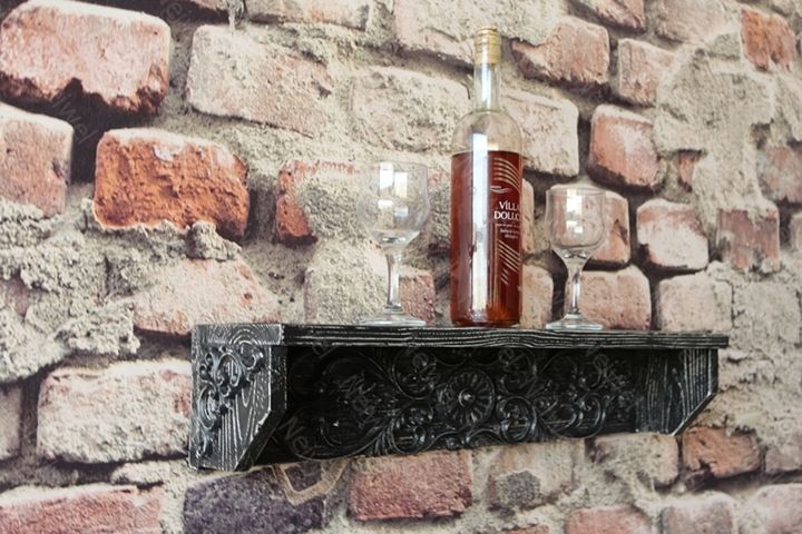 Neiwel Vintage Doa Eskitme Siyah Bar Raf