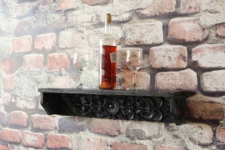 Neiwel Vintage Doa Eskitme Siyah Bar Raf