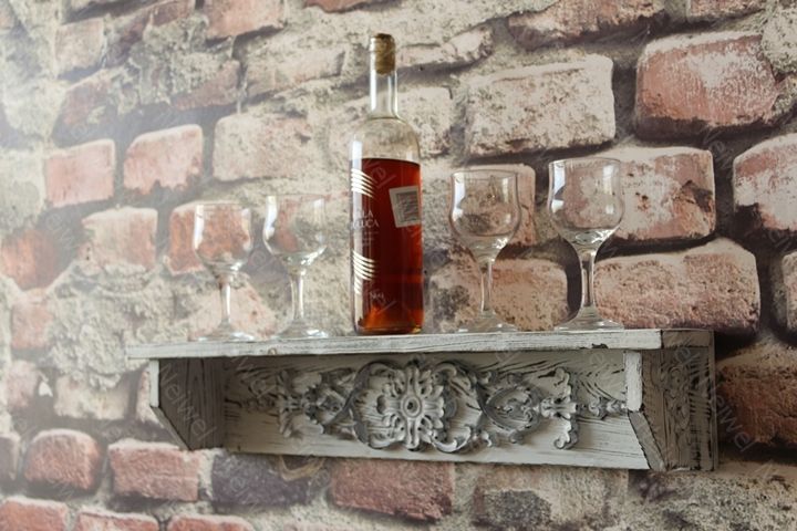 Neiwel Vintage Duen Eskitme Beyaz Bar Raf