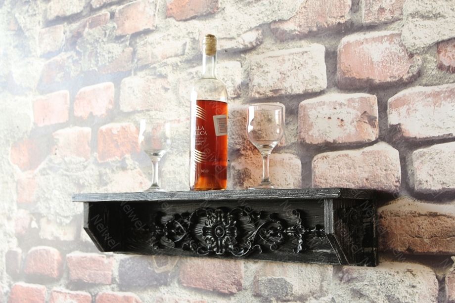 Neiwel Vintage Duen Eskitme Siyah Bar Raf