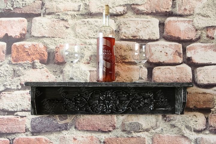 Neiwel Vintage Duen Eskitme Siyah Bar Raf