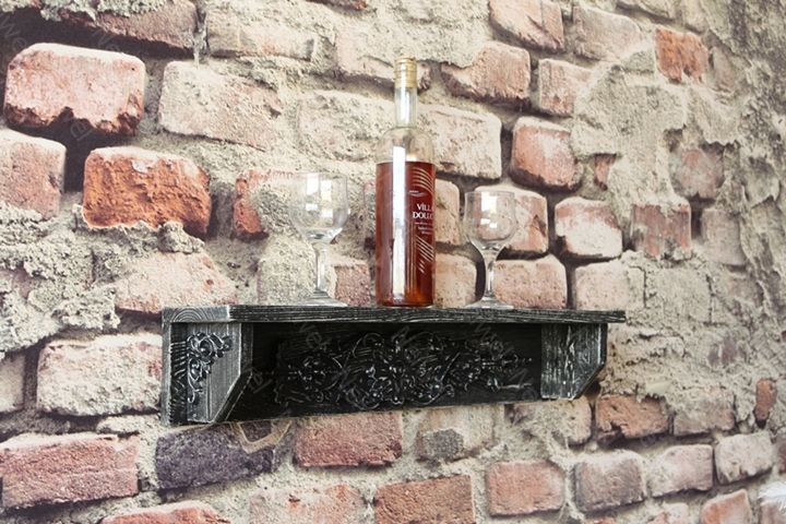 Neiwel Vintage Duen Eskitme Siyah Bar Raf