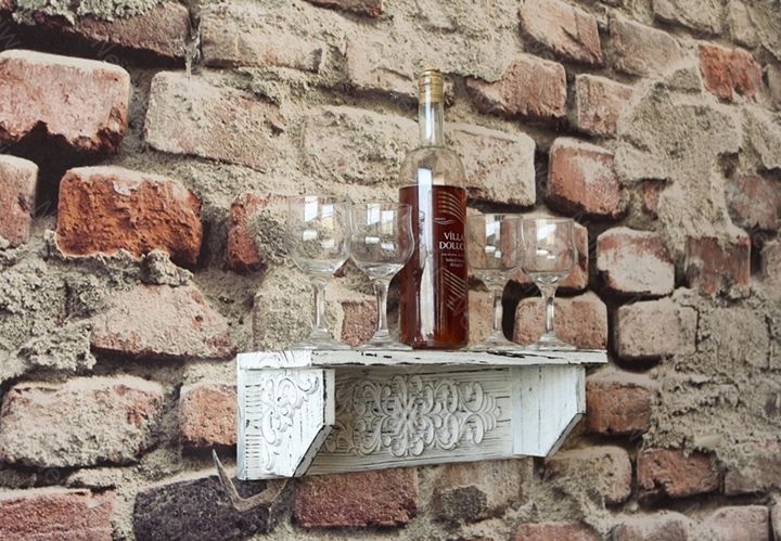 Neiwel Vintage Elsa Eskitme Beyaz Bar Raf