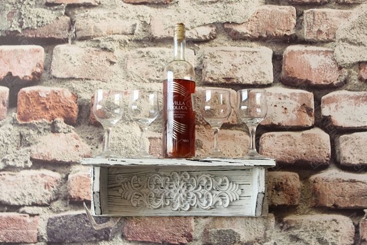 Neiwel Vintage Elsa Eskitme Beyaz Bar Raf