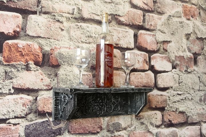 Neiwel Vintage Elsa Eskitme Siyah Bar Raf