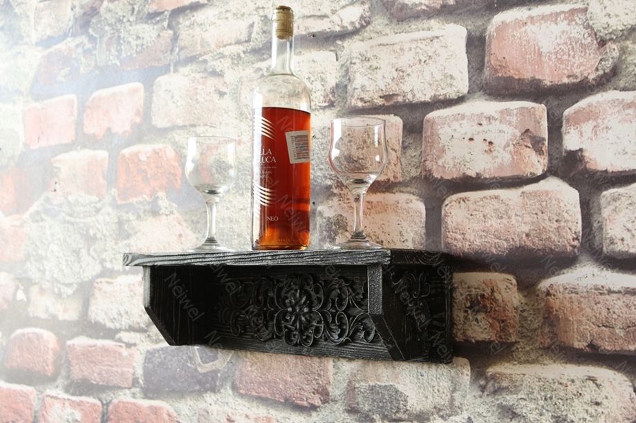 Neiwel Vintage Elsa Eskitme Siyah Bar Raf
