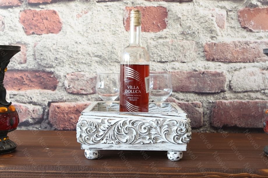 Neiwel Vintage Esna Eskitme Beyaz Bar Standı