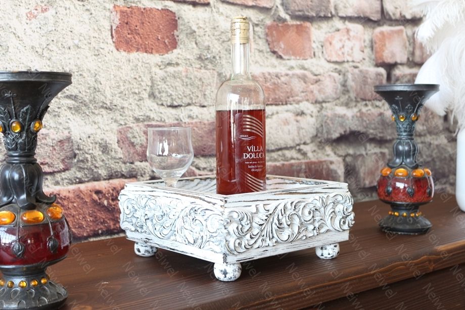 Neiwel Vintage Esna Eskitme Beyaz Bar Standı