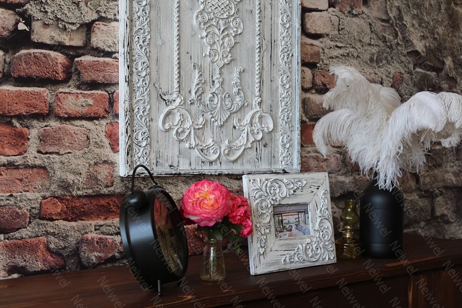 Neiwel Vintage Etna Eskitme Beyaz Resim ve Ayna Çerçevesi