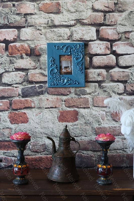 Neiwel Vintage Etna Mavi Resim ve Ayna Çerçevesi