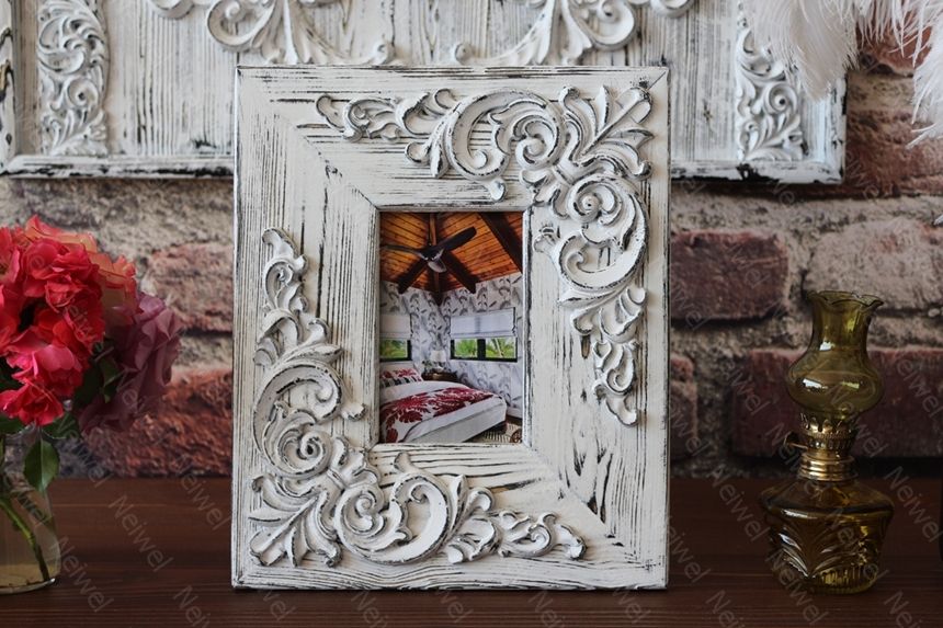 Neiwel Vintage Etna Eskitme Beyaz Resim ve Ayna Çerçevesi