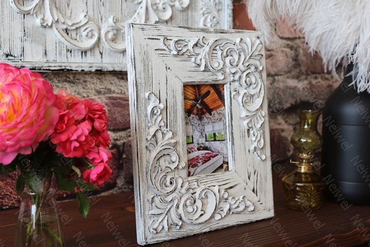 Neiwel Vintage Etna Eskitme Beyaz Resim ve Ayna Çerçevesi