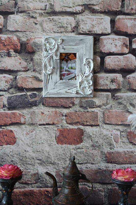 Neiwel Vintage Eyna Eskitme Beyaz Resim ve Ayna Çerçevesi