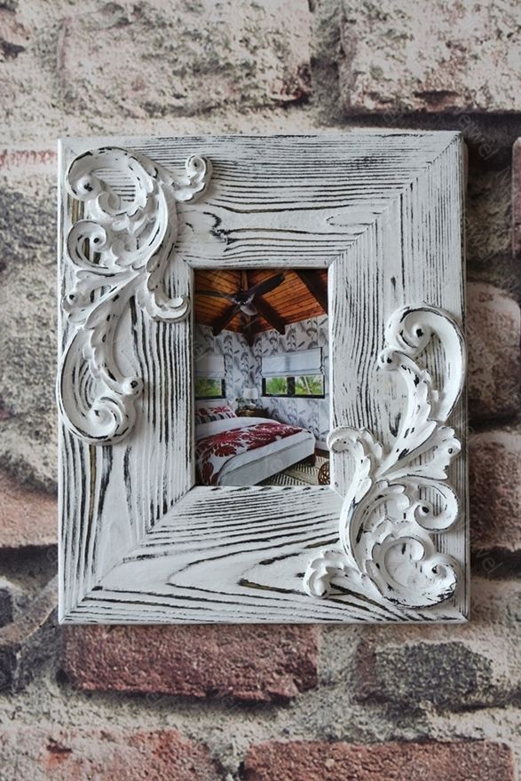 Neiwel Vintage Eyna Eskitme Beyaz Resim ve Ayna Çerçevesi