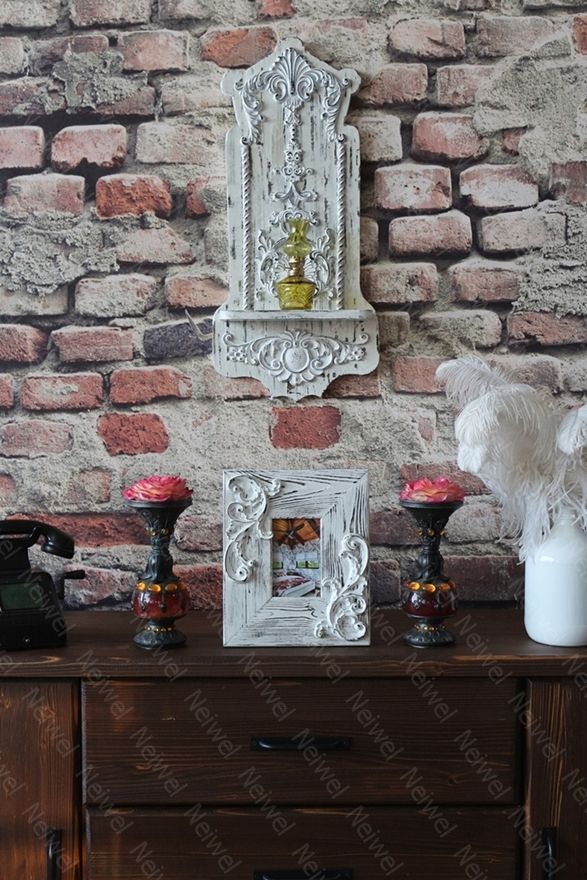 Neiwel Vintage Eyna Eskitme Beyaz Resim ve Ayna Çerçevesi