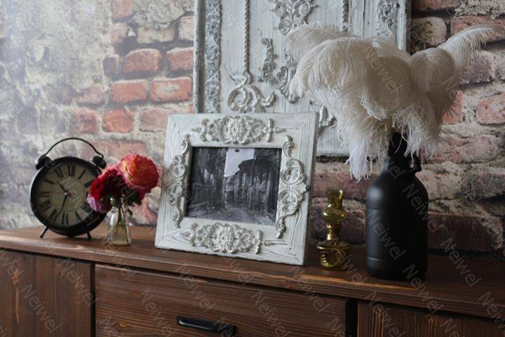Neiwel Vintage Flora B Eskitme Beyaz Resim ve Ayna Çerçevesi