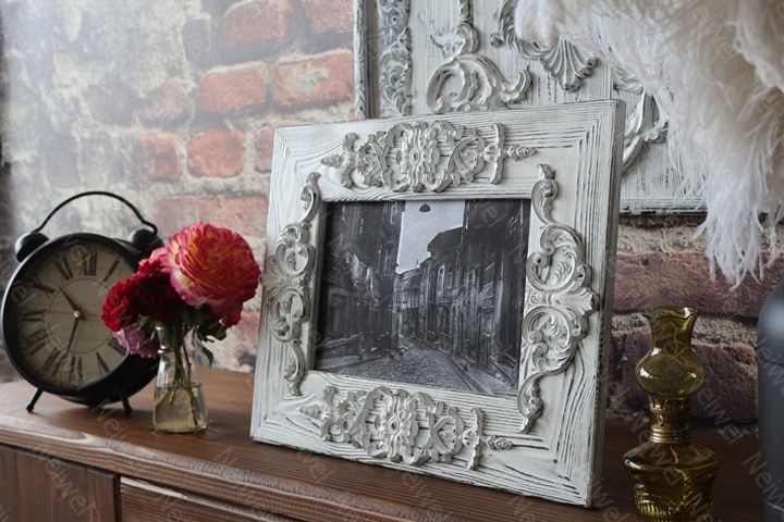 Neiwel Vintage Flora B Eskitme Beyaz Resim ve Ayna Çerçevesi