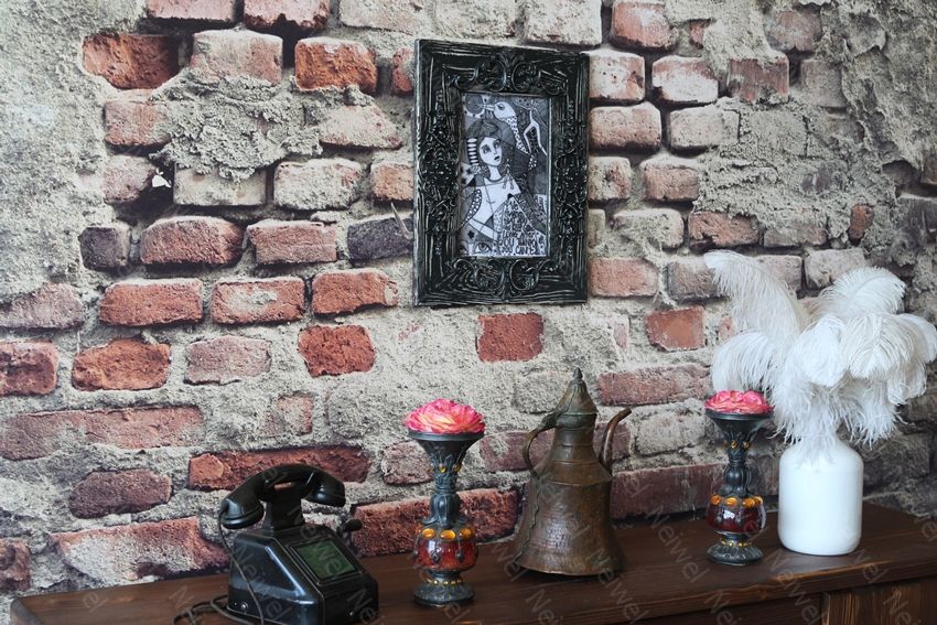 Neiwel Vintage Flora C Eskitme Siyah Resim ve Ayna Çerçevesi