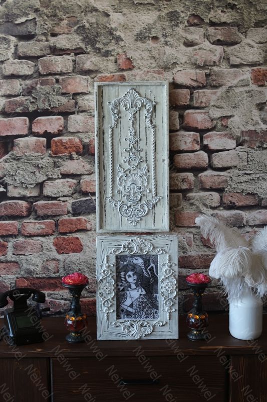 Neiwel Vintage Flora Eskitme Beyaz Resim ve Ayna Çerçevesi
