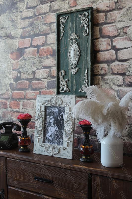 Neiwel Vintage Flora Eskitme Beyaz Resim ve Ayna Çerçevesi