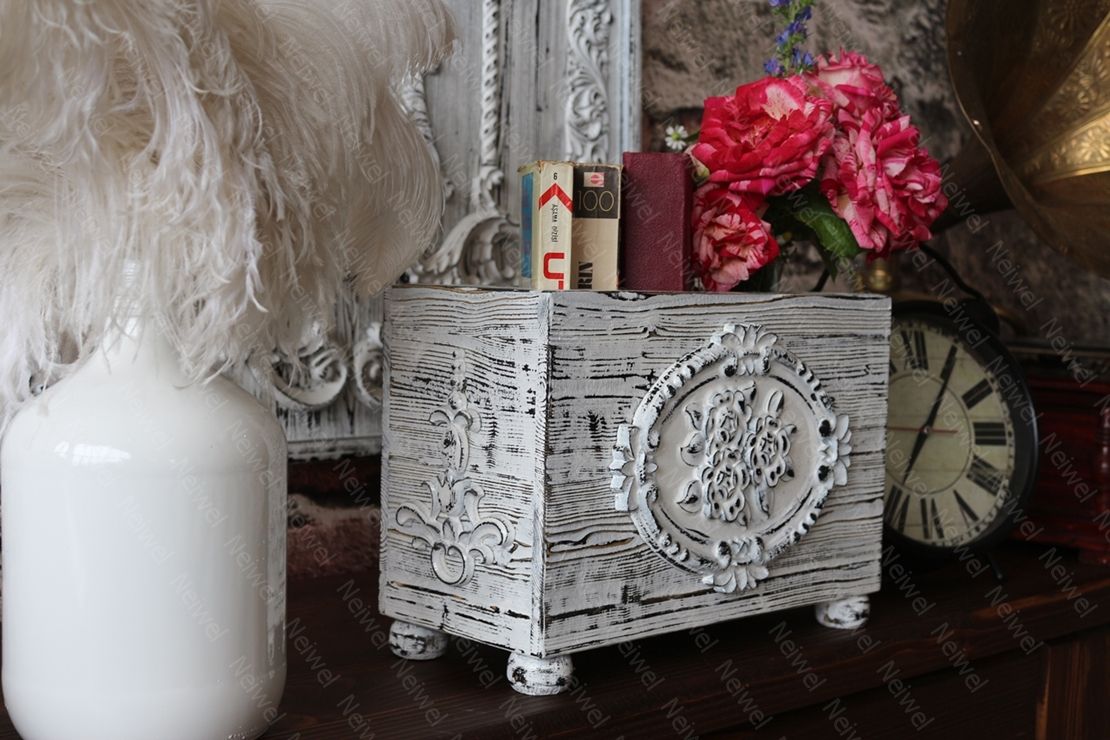 Neiwel Vintage Levni Eskitme Beyaz Kutu