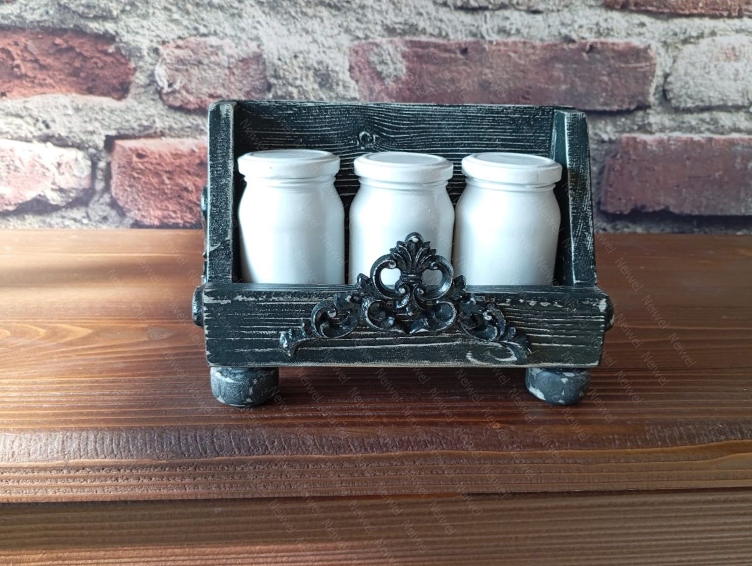 Neiwel Vintage Liva Eskitme Siyah Stand Raf