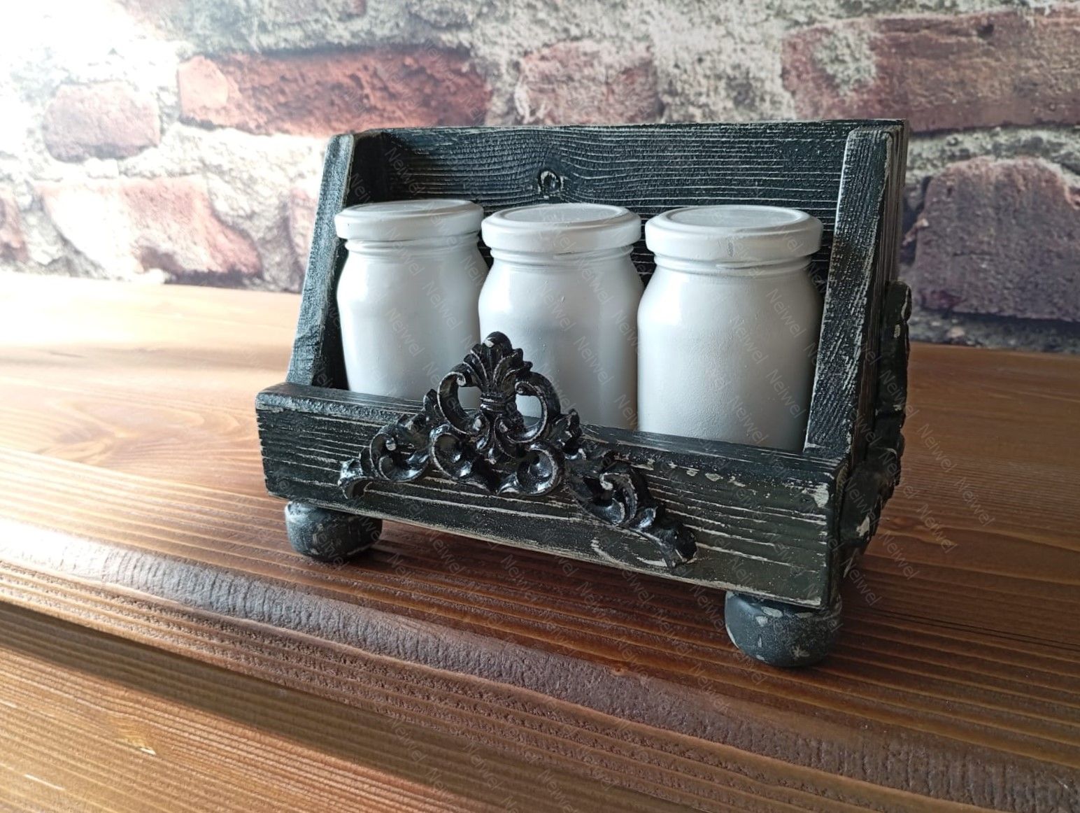 Neiwel Vintage Liva Eskitme Siyah Stand Raf