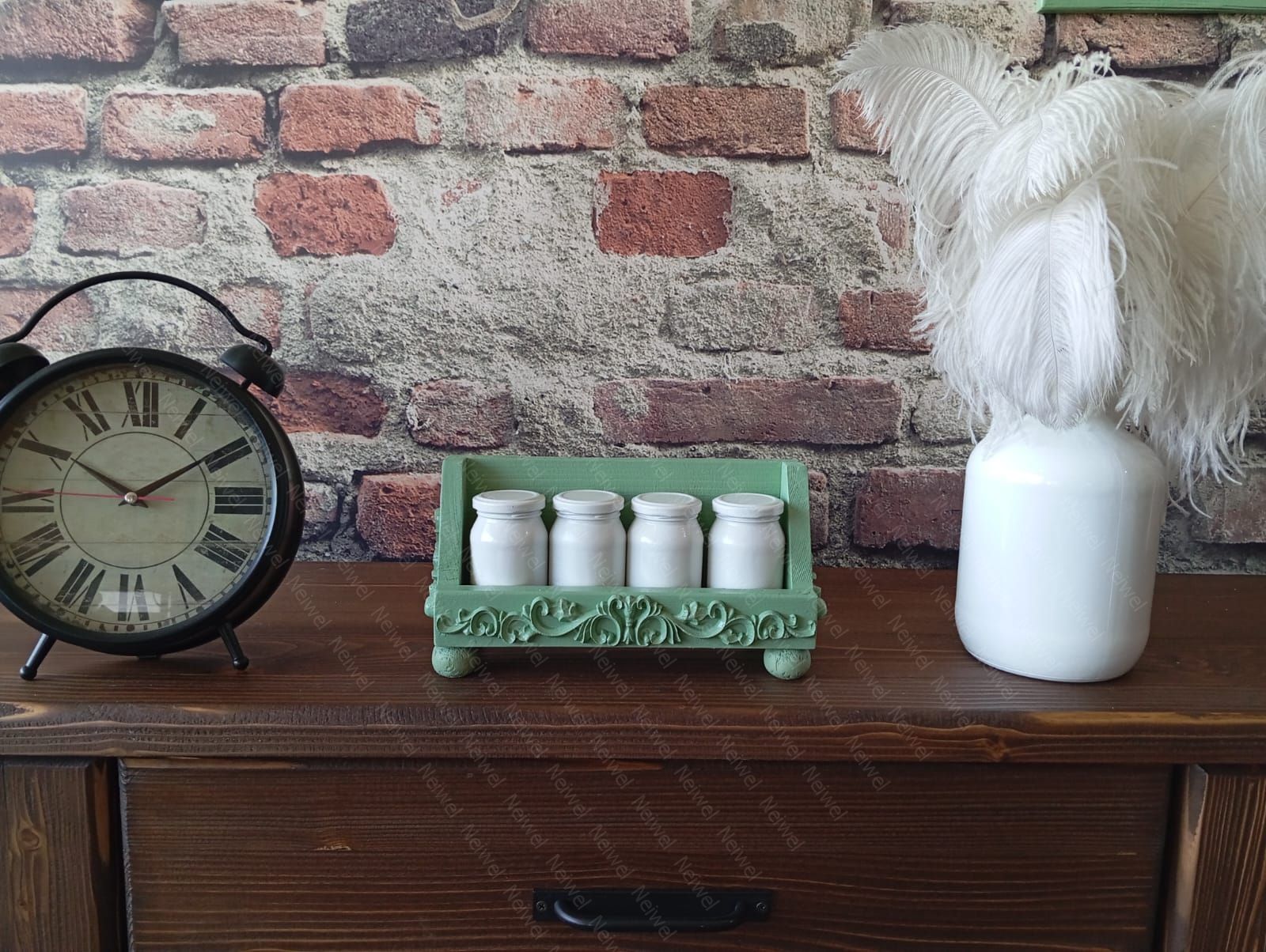 Neiwel Vintage Loa Yeşil Stand Raf