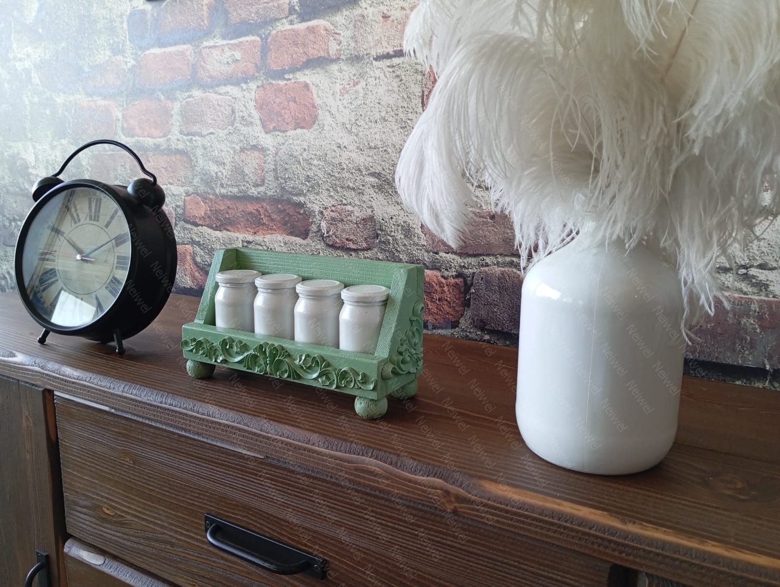 Neiwel Vintage Loa Yeşil Stand Raf