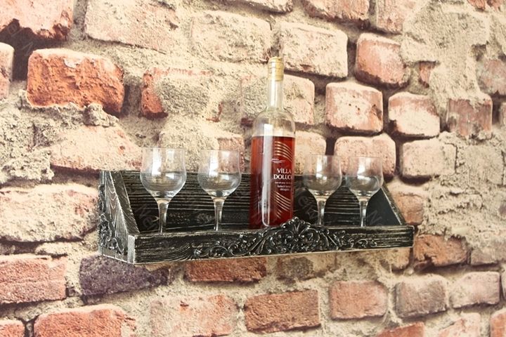 Neiwel Vintage Meira Eskitme Siyah Bar Raf